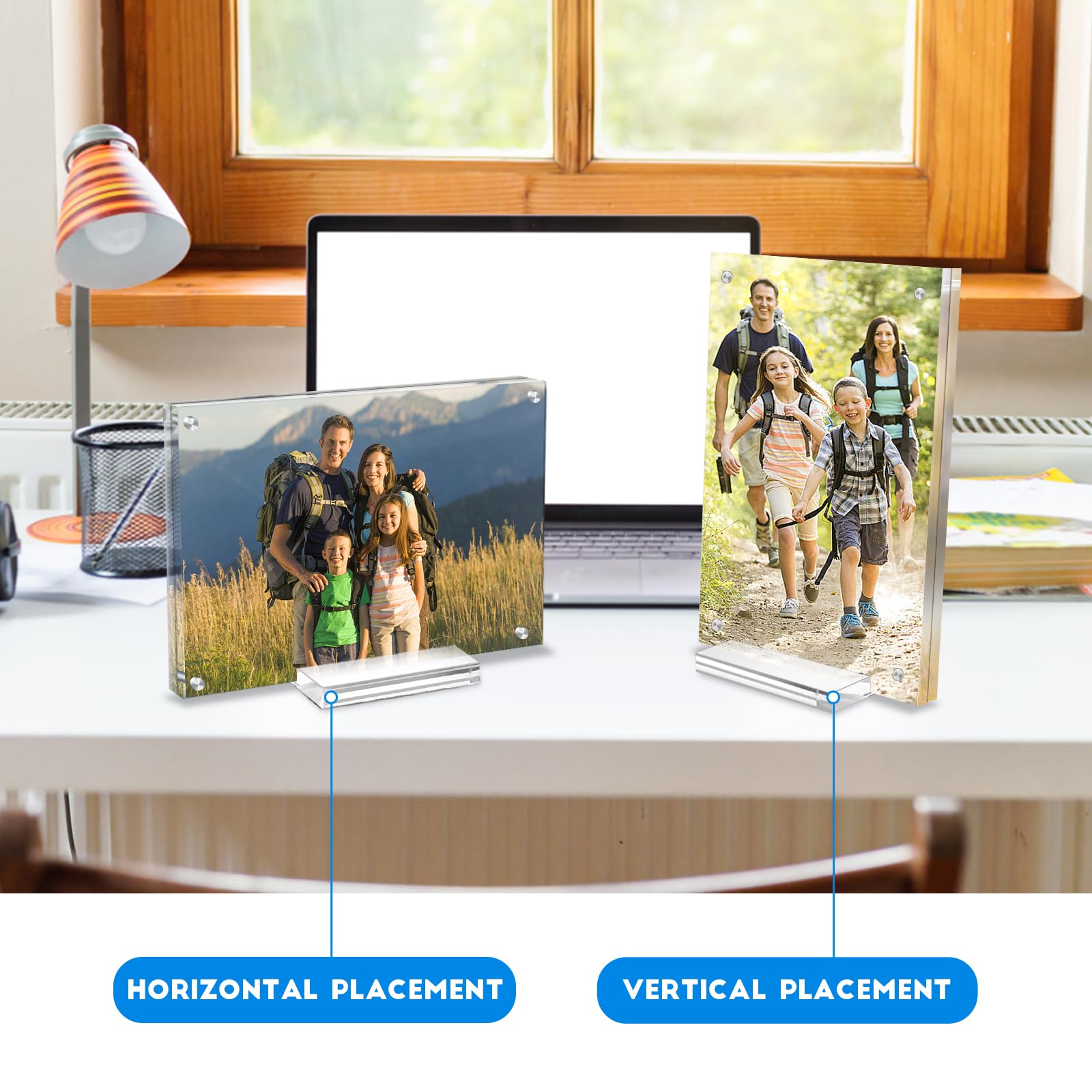 Juoifip Acrylic Picture Frame 5X7 Inch 5 Pack,Clear Magnetic Photo Frames,Double Side Freestanding Pic Frame For Desktop Display