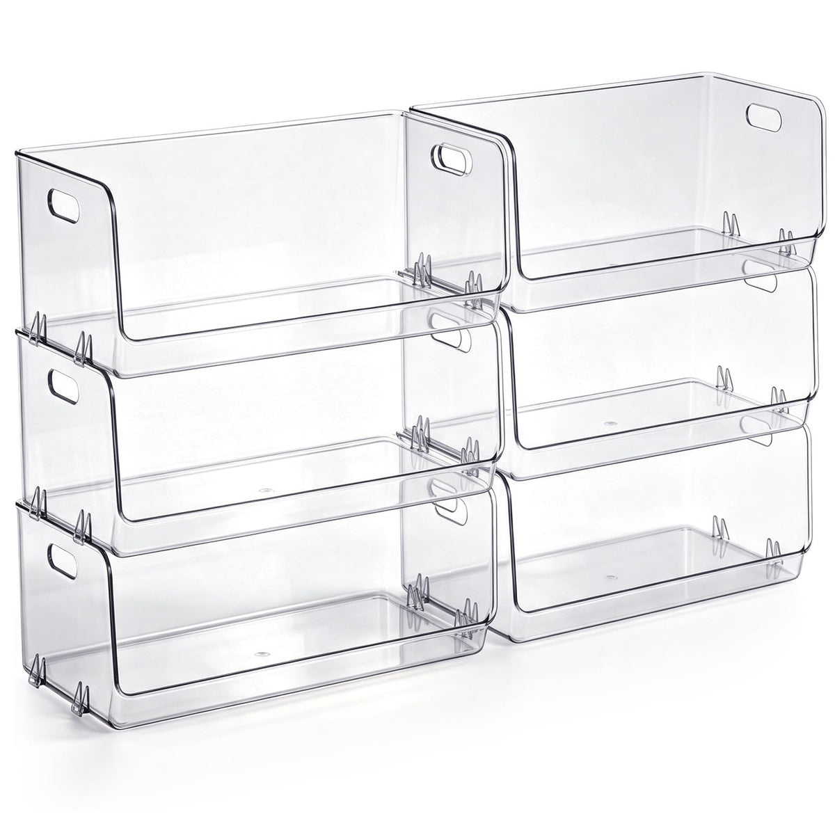 Ferrochef 6 Pcs Stackable Storage Bins Open Front Clear Pantry Organizer