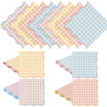 Crtiin 100 Pcs Disposable Pastel Gingham Napkins 4 Colors Pastel Scalloped Edge Tissue Thick 3-ply Paper Disposable Gingham Napk