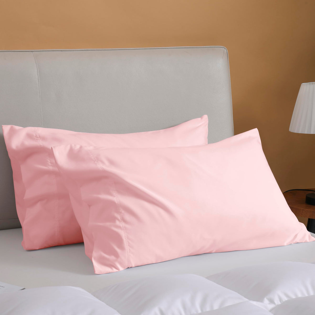 Mosluna Pink King Size Pillow Cases Set Of 2, Brushed Microfiber Pillowcases 2 Pack With Envelope Closure, Super Soft Breathable