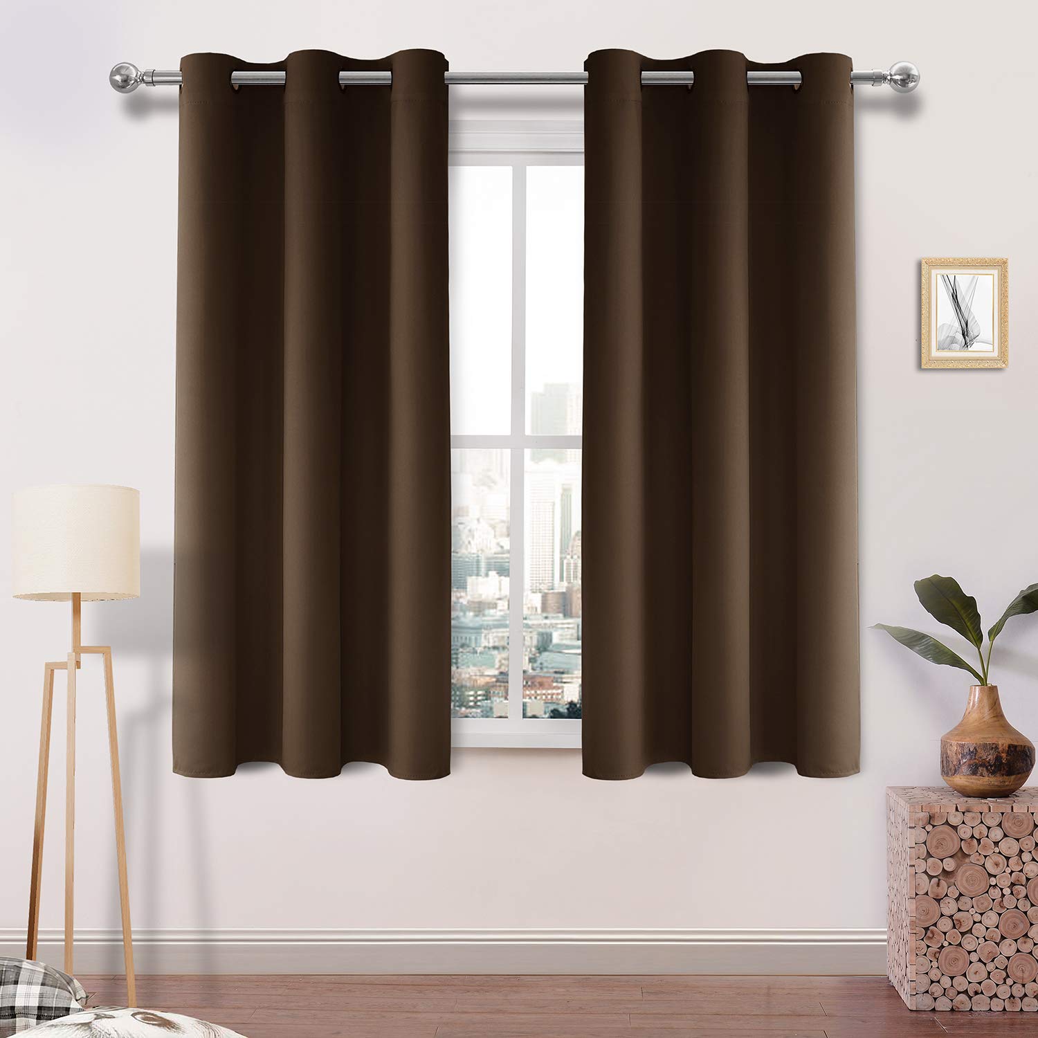 Dwcn Brown Blackout Curtains For Living Room, Room Darkening Thermal Curtains For Living Room, Solid Light Blocking Window Curta