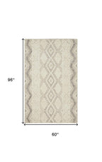 HomeRoots 512776 8 x 10 ft. Ivory Taupe & Gray Wool Geometric Hand Tufted Handmade Stain Resistant Rectangle Area Rug