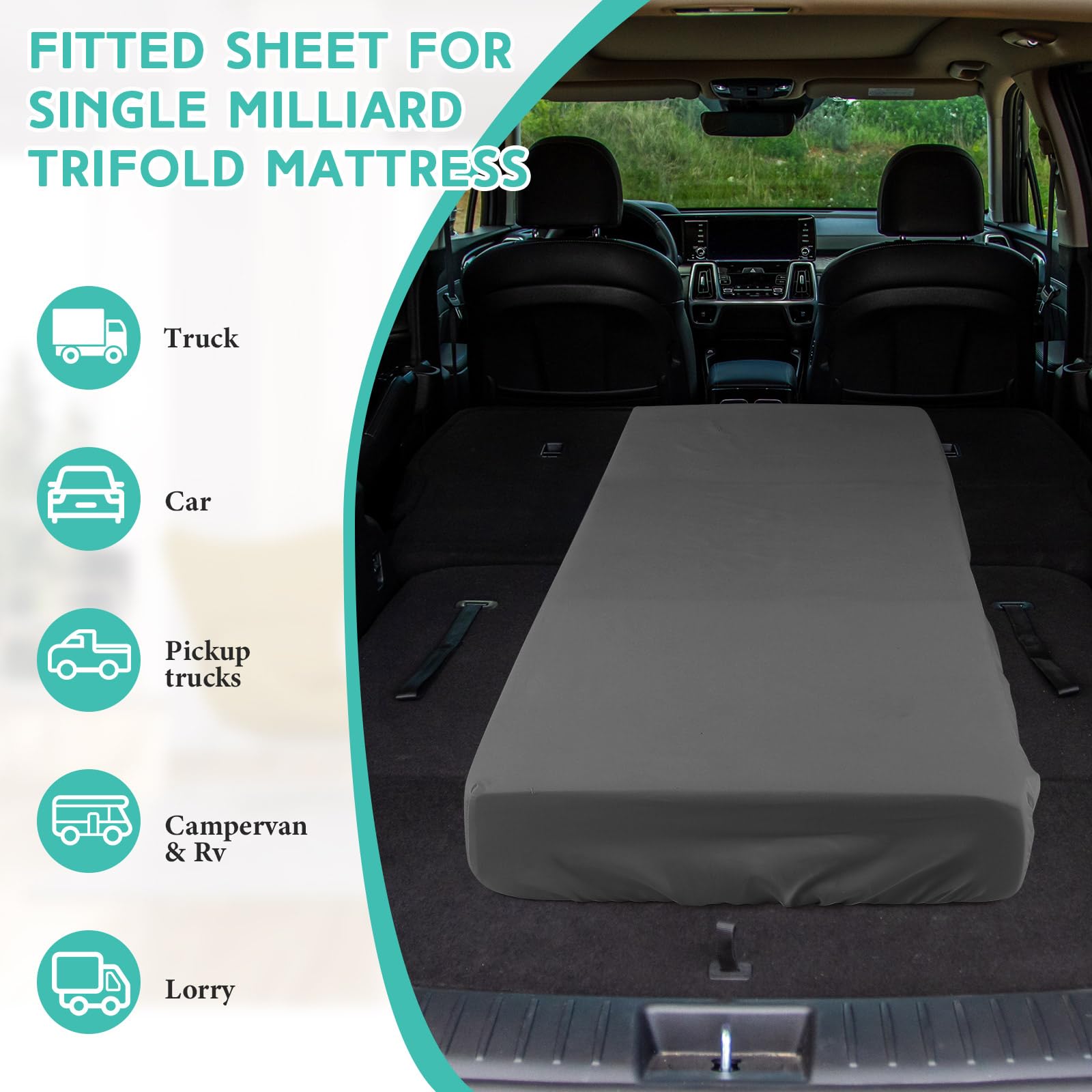 Breling Fitted Sheet (Sheet Only) Compatible With Milliard Trifold Mattress Folding Mattress Fitted Microfiber Sheet For Camp Bunk Rvs Bed(Dark Gray, 1 Pc, Single,4'')