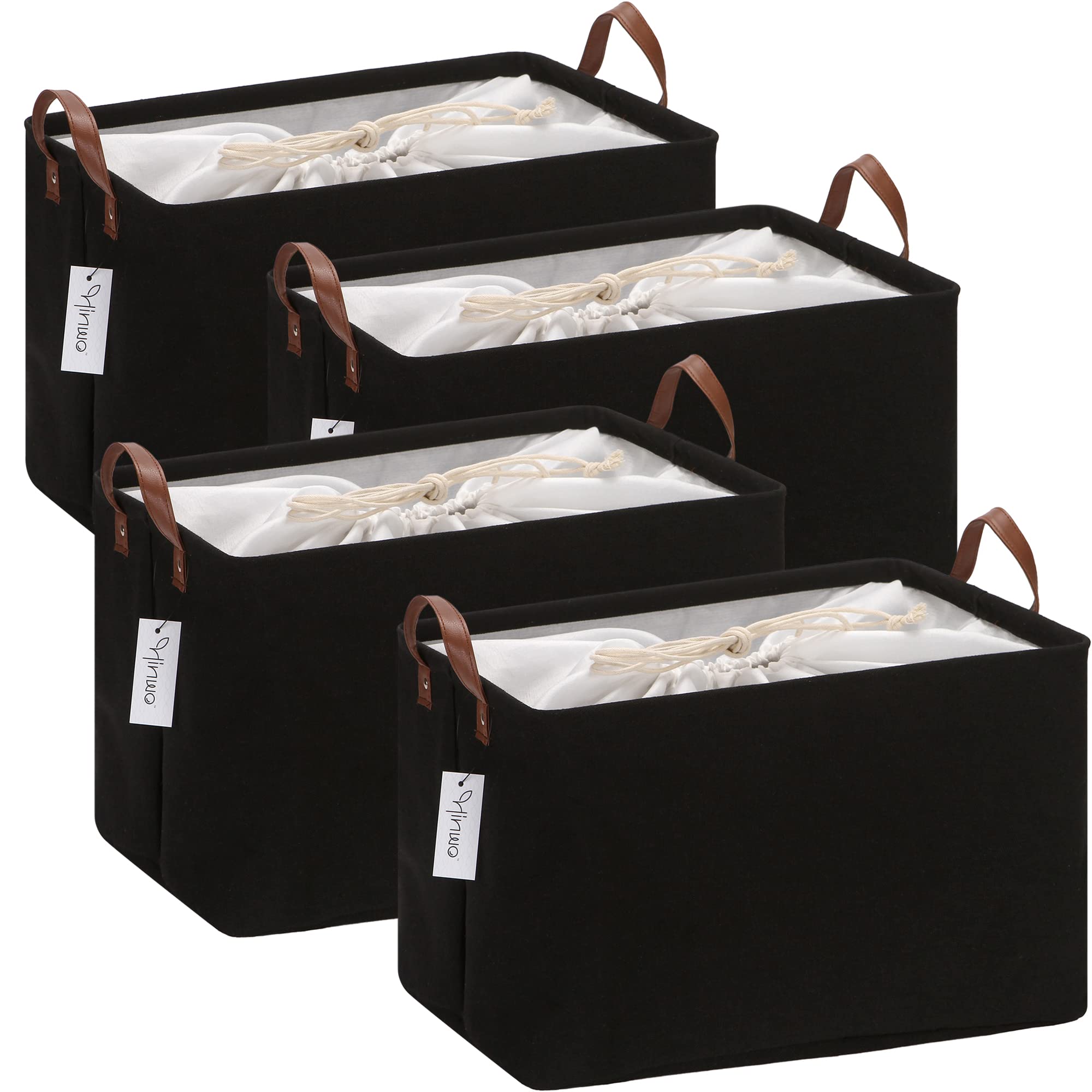 Hinwo 31L Large Storage Bins, 4-Pack Closet Organizers and Storage, Foldable Clothes Storage Baskets with Handles, Containers fo