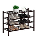 RONGJIA 4-Tier Natural Bamboo Shoe Rack - Stackable Storage Shelf with Multi-Function Combinations - Free Standing Shoe Racks fo