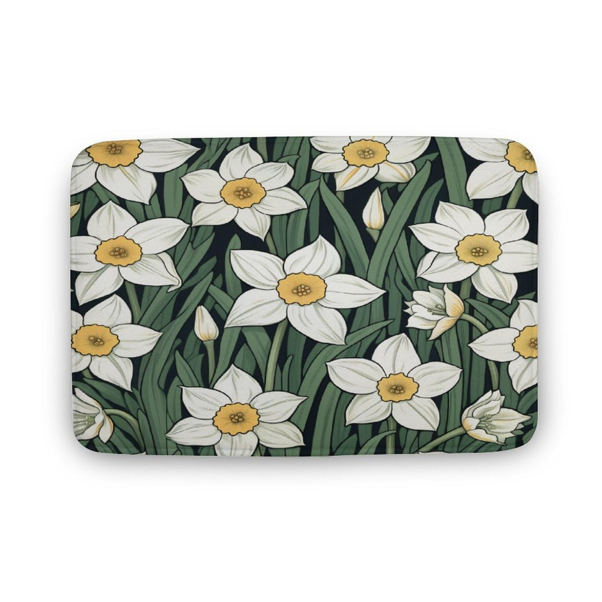 White Daffodil Flower Bathroom Mats Rugs Spring Daffodil Flower Door Mat Coral Velvet Non Slip Shower Mat Bedroom Rug Kitchen To
