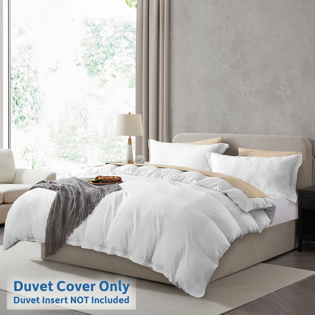 Nestl White California King Duvet Cover Sets - Soft Prewashed Cal King Duvet Cover, 3 Piece, With Zipper Closure, 1 Duvet Cover 104X98 Inches And 2 Pillow Shams