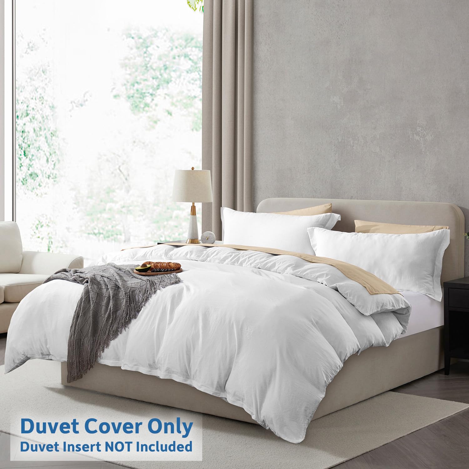 Nestl White Duvet Cover Full Size - Soft Prewashed Full Size Duvet Cover Set, 3 Piece, With Zipper Closure, 1 Duvet Cover 80X90 Inches And 2 Pillow Shams