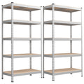 Songmics 5-Tier Storage Shelves, Set Of 2 Garage Storage, Boltless Assembly, Adjustable Shelving Units, 17.7 X 35.4 X 70.9 Inches, Load 1929 Lb Each, Shed Warehouse Basement, Silver Uglr450E02