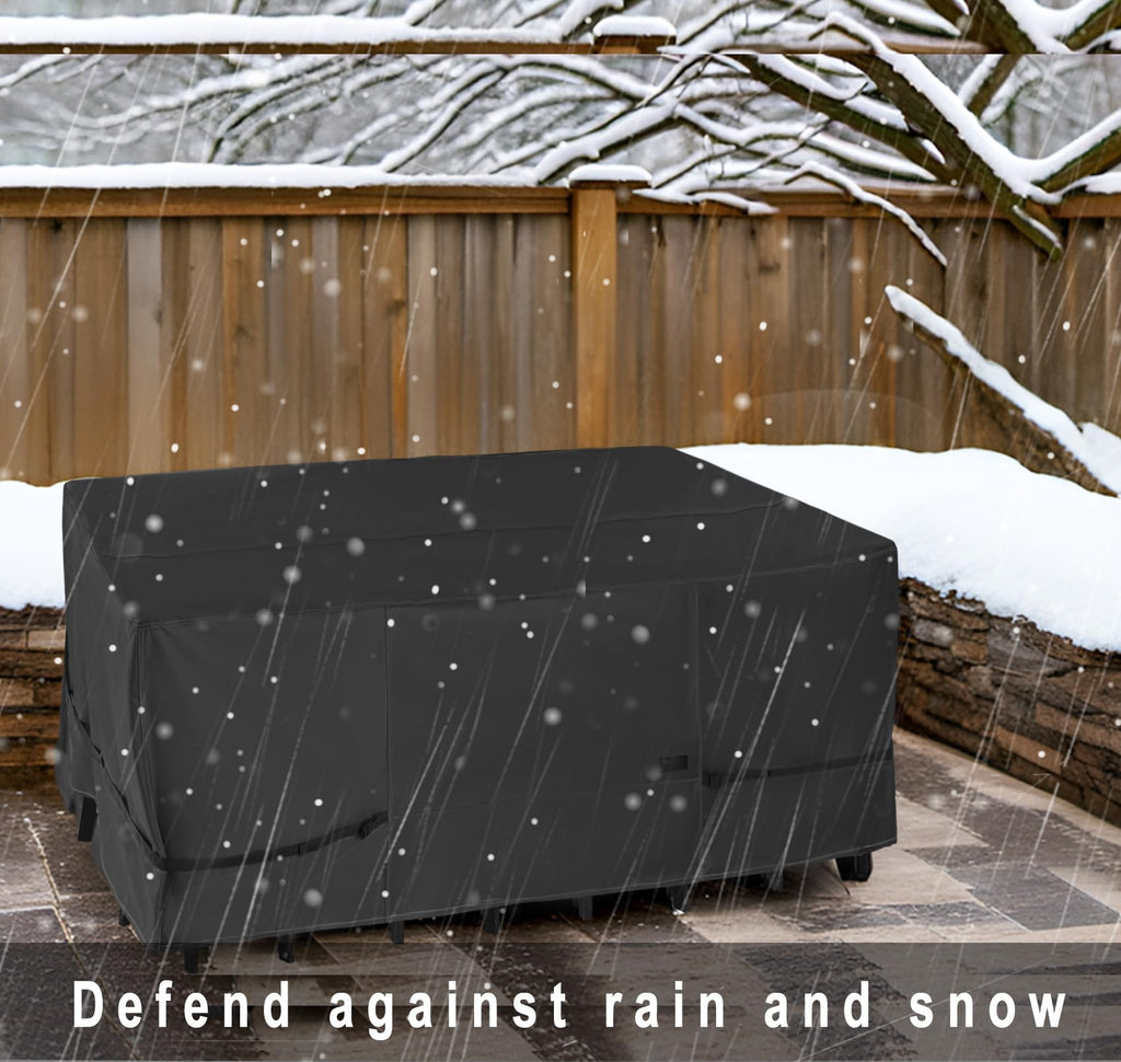Nettypro Patio Table Cover Rectangular 105 X 75 Inch, Waterproof Outdoor Furniture Set Covers For Dining Table And Chair Rectangle, Black