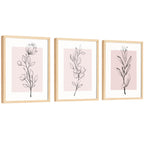 EXCOOL CLUB Pink Botanical Wall Art - 12x16 Pink Flower Wall Art Blush Floral Prints, Minimalist Plant Line Art Poster, Light Pi
