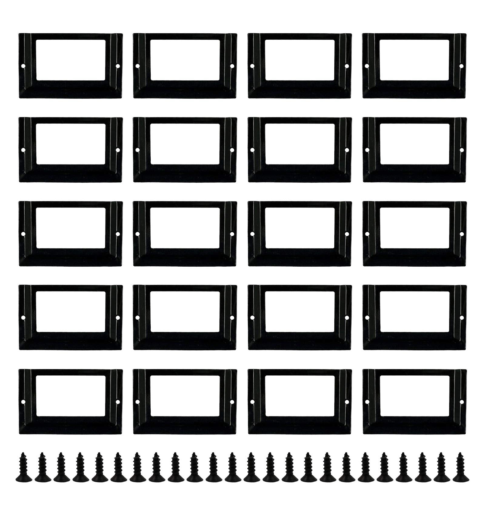 Kyuionty 20Pcs Antique Label Holder 3.1' X 2' Metal Name Card Frame For Office Library File Drawer Tag Cabinet Shelves Drawer