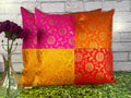 Pink Parrot Artsilk Multicolour 16X16 Inch Cushion Cover Set Of 2 PcsCode034
