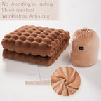 Super Comfort Oversized Warm Thick Bubble Double Sided Plush Rabbit Faux Fur Throw Blanket, Fluffy Blanket,Soft Cozy Blanket For