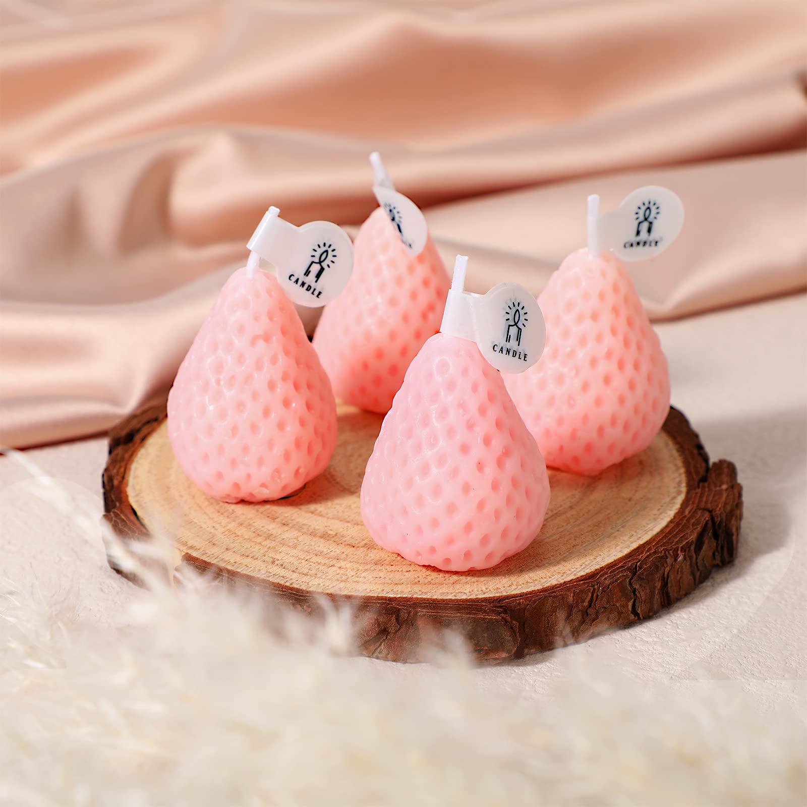 8 Pieces Strawberry Candle Strawberry Shaped Scented Candle Mini Soy Wax Candle Small Scented Cute Candle Wax Decorative Candle 