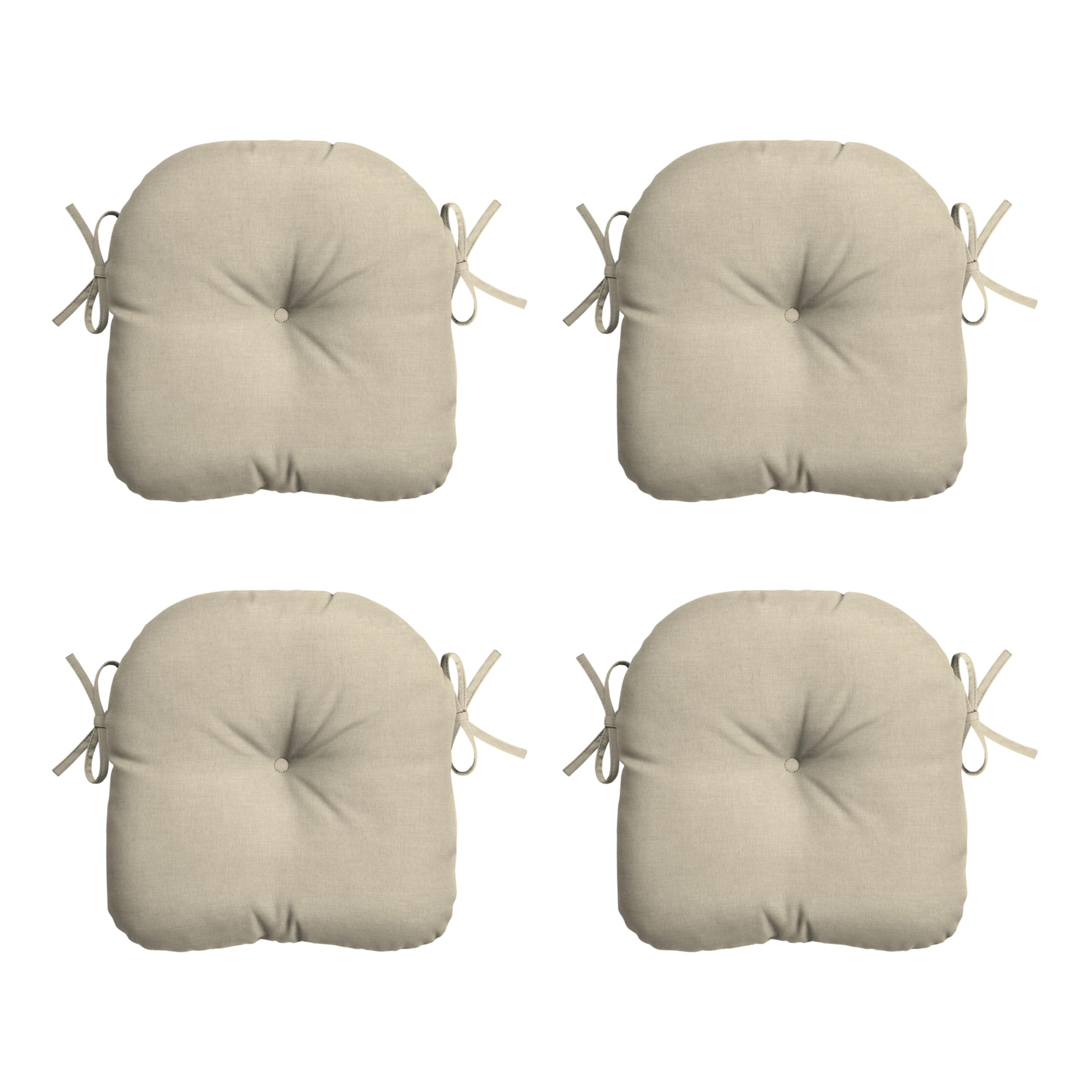 Arden Selections Outdoor Tufted Bistro Seat Cushion, Set Of 4, 14.5 In X 15 In, Rain-Proof, Fade Resistant 15 Inch, Tan Leala