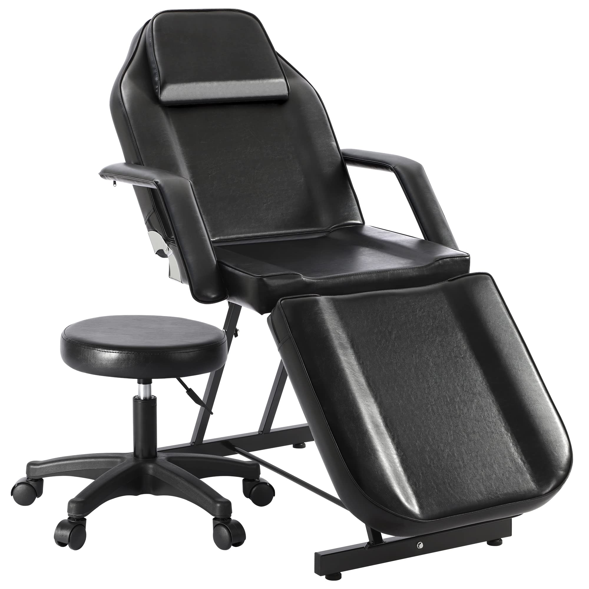 LOUVIXA Tattoo Chair, Adjustable Facial Chair 73 Inch Salon Bed with Hydraulic Stool for Professional Massage Beauty Spa (Black)