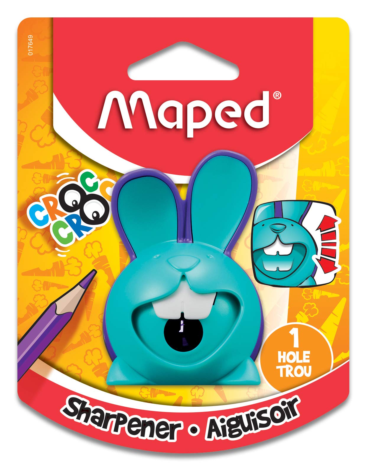Maped Croc Innovation 1 Hole Pencil Sharpener, Assorted Colors (017649)