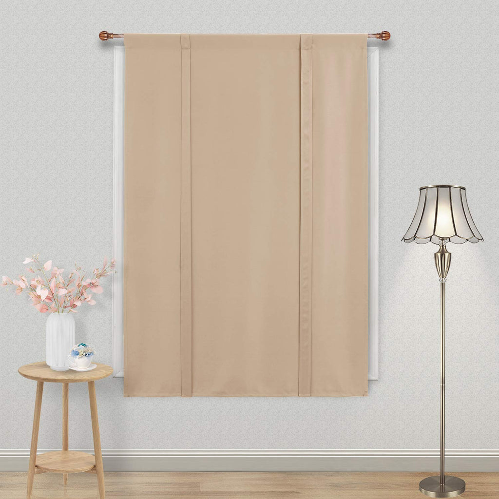 Dwcn Blackout Curtains-Tie Up Shade For Window Thermal Insulated Room Darkening Rod Pocket Curtains For Kitchen, Beige, W42 X L6
