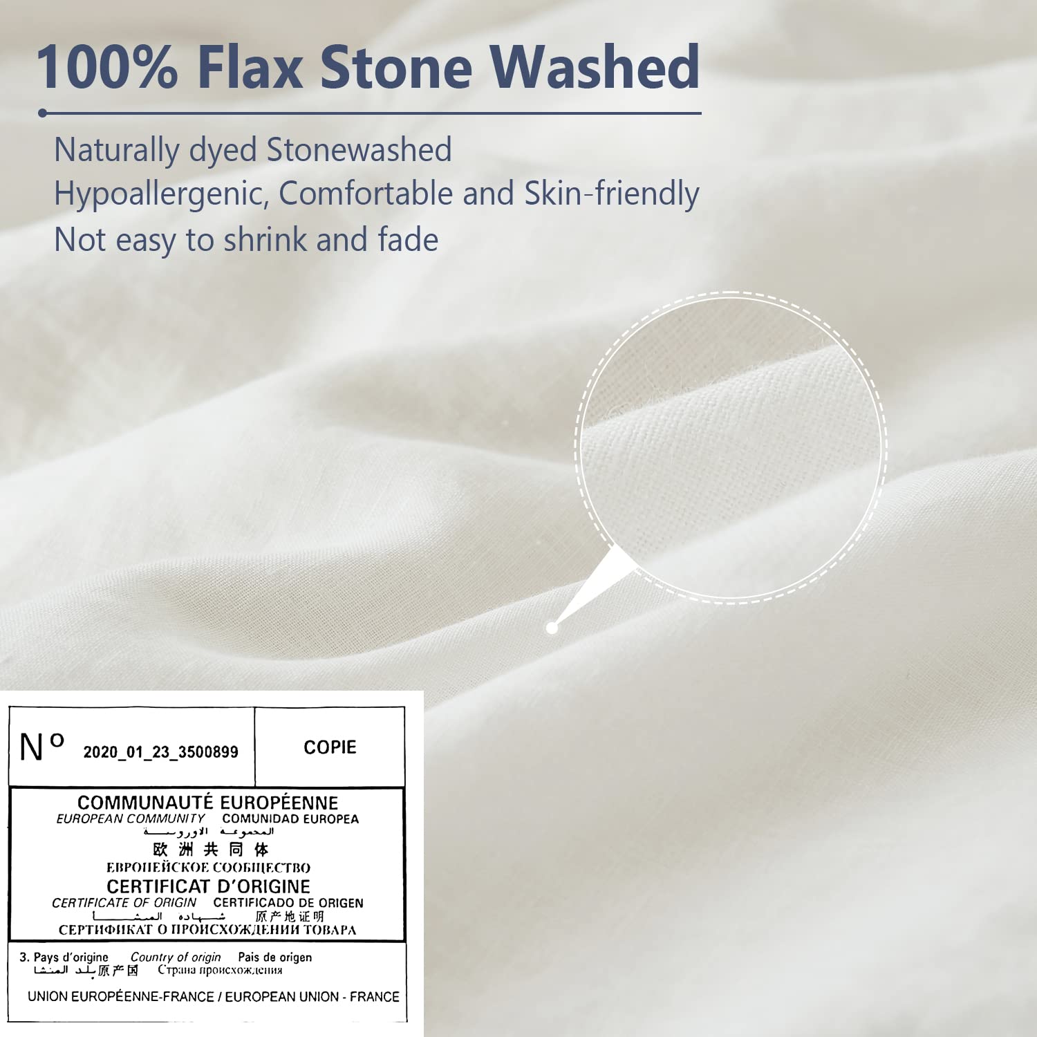 Simple&Opulence 100% Belgian Linen Pillow Shams -Set Of 2, King Size - Basic Style Breathable Pure Linen Suitable For Home - Soft And Durable With Envelope Closure (20''X 36'', White)