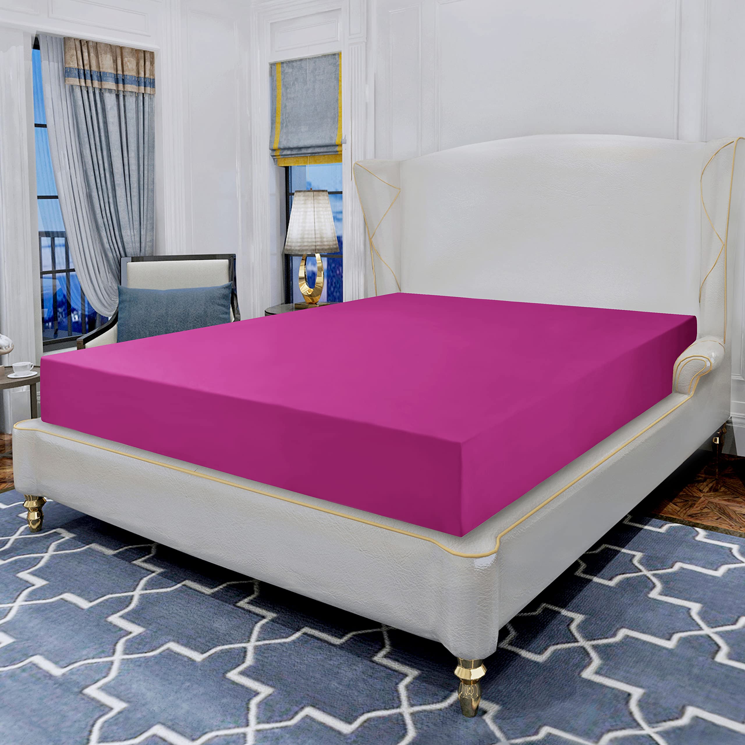 Elegant Comfort Luxurious Wrinkle Resistant 1500 Thread Count Egyptian Quality 1-Piece Fitted Sheet All Around Elastic -Deep Poc