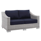 Modway Eei-3973-Lgr-Nav Conway Sunbrella Outdoor Patio Wicker Rattan, Loveseat, Light Gray Navy