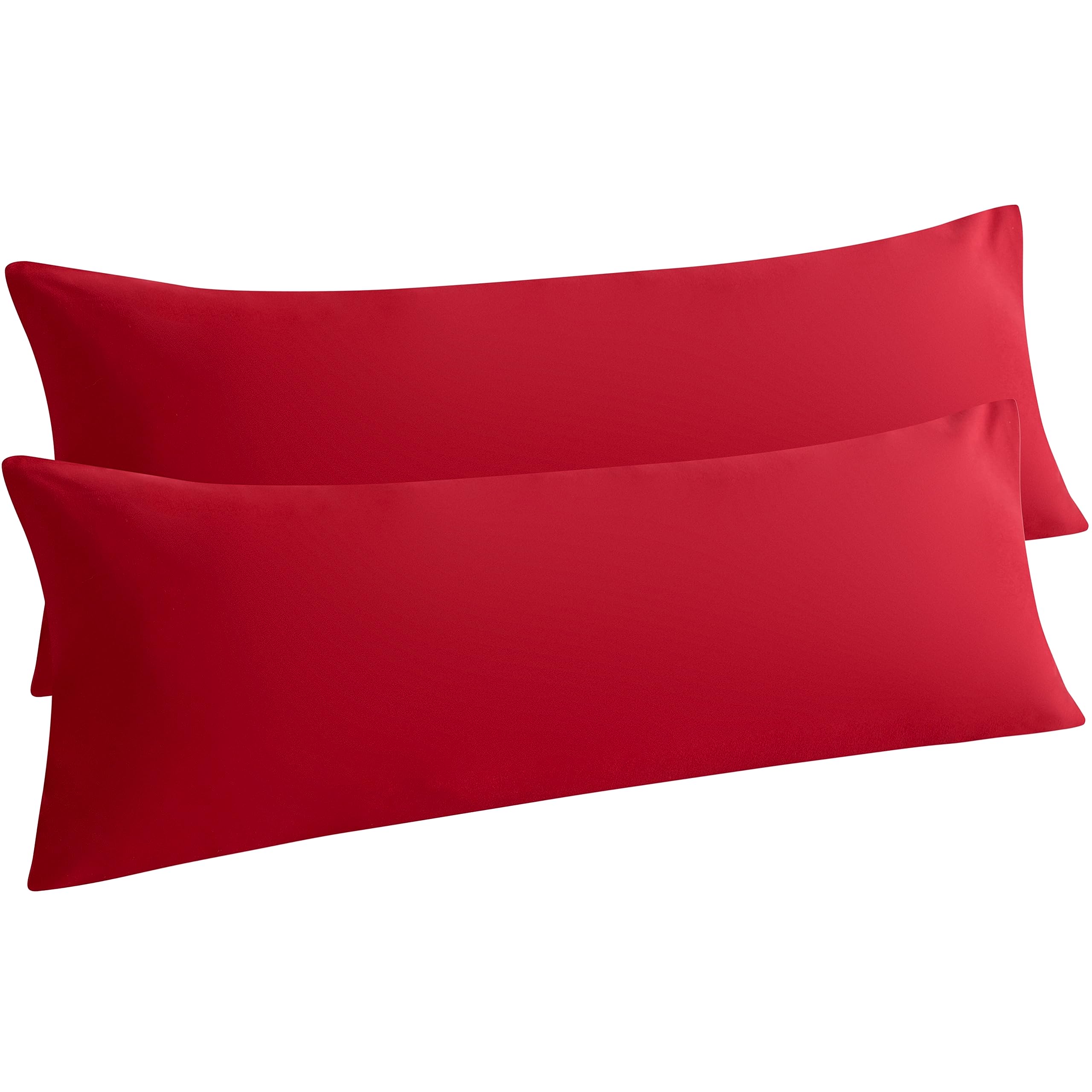 Ntbay 2 Pack Body Pillow Cases, 20X54 Inches, Red, Soft, Wrinkle, Fade Resistant, Envelope Closure, Microfiber, 2 Pillowcases In