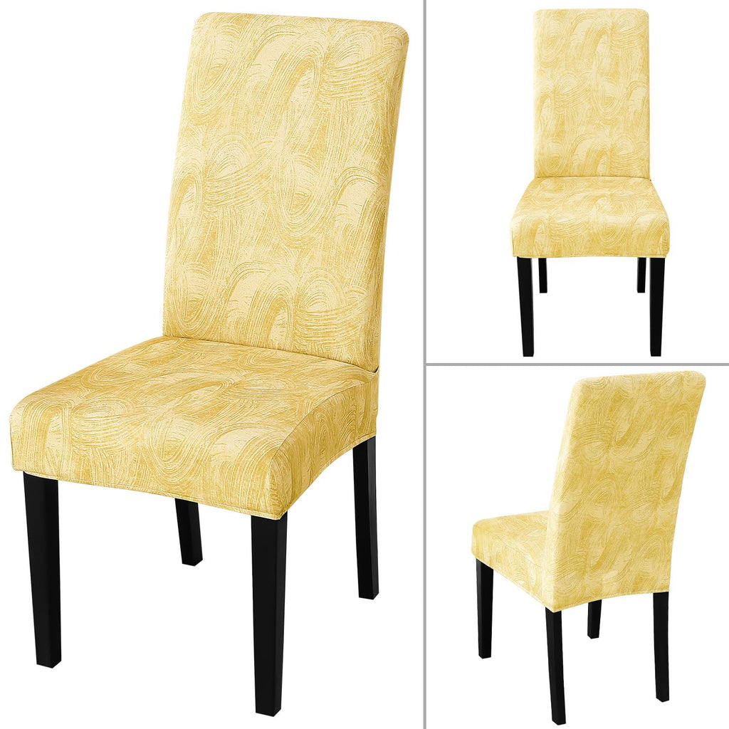 Jqinhome Pattern Chair Covers For Dining Room Set Of 6, High Stretch Removable Washable Parsons Chair Slipcover For Home Party Hotel Wedding Ceremony (Quicksand Beige,6Pcs)