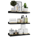 WOPITUES Floating Shelves with Gold Metal Guardrail, Shelves for Wall Decor Set of 3, Wall Shelves for Bedroom, Bathroom, Kitche
