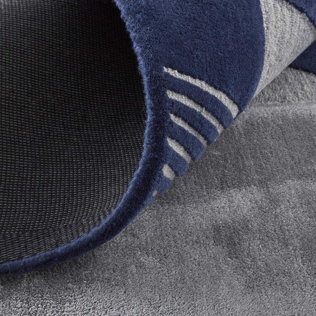 HomeRoots 514593 9 x 12 ft. Blue & Silver Wool Geometric Hand Tufted Handmade Rectangle Area Rug
