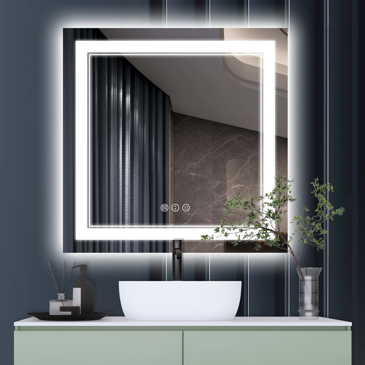 ISTRIPMF 36 x 36 Inch Led Mirror for Bathroom, Backlit and Front Lighted Bathroom Vanity Mirror with Lights, Anti-Fog, 3 Colors 