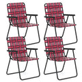 Gymax Folding Chair, Patio Lawn Chair Set With Armrest, Indoor/Outdoor 4 Pack Webbed Lightweight Dinning Chair, Portable Beach Chair For Outside, Poolside, Backyard (Red, 4)