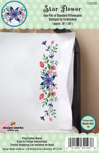 Design Works Crafts Star Flowers Stamped For Embroidery Pillowcases, White