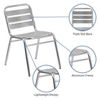 Flash Furniture Commercial Aluminum Indoor-Outdoor Restaurant Stack Chair With Triple Slat Back