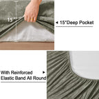 Phf Truly Velvet Fitted Sheet Only Full Size, Luxury Super Soft Cozy Comfy Fleece Bottom With 15' Deep Pocket, Suitable For Fall Winter And Spring, No Pillowcases, Smokey Olive