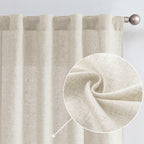 Jinchan Linen Blend Beige Curtains 96 Inches Long For Living Room Farmhouse Rod Pocket Back Tab Light Filtering Window Drapes For Bedroom Curtains Crude 2 Panels