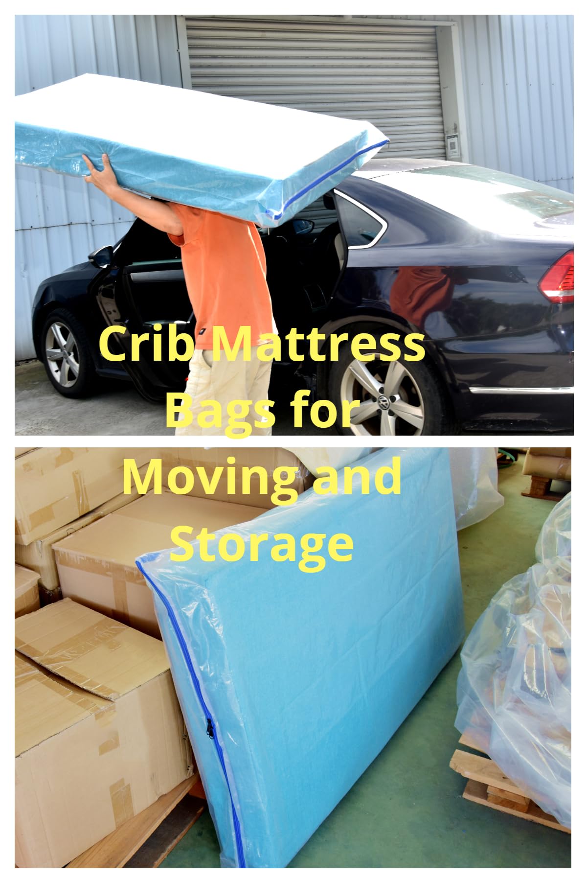 Juneshe Crib Mattress Storage Bag With Zipper -5 Mil Plastic Waterproof Crib Mattress Bag For Moving And Storage