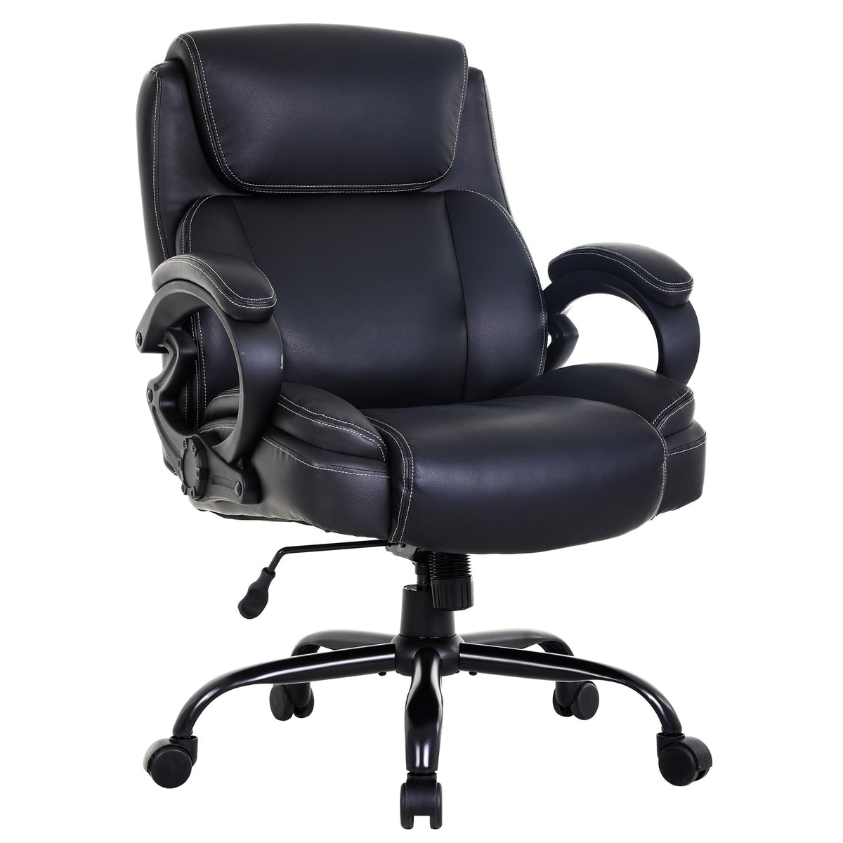 Paylesshere Big And Tall Office Chair 400Lbs Wide Seat Ergonomic Computer Chair With Arms And Lumbar Support Pu Leather High Bac