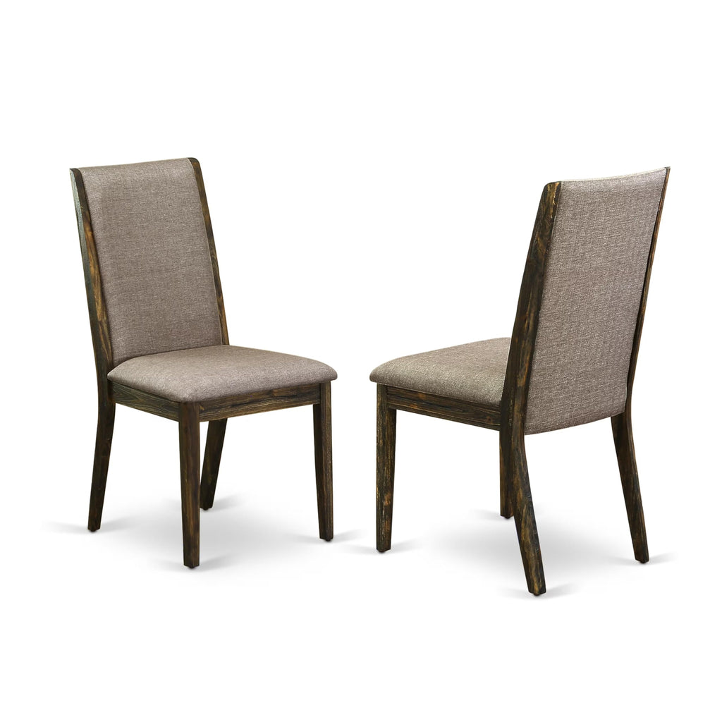 East West Furniture Cnla5-77-16 5 Piece Dinette Set For 4 Includes A Rectangle Rustic Wood Dining Room Table And 4 Dark Khaki Linen Fabric Parson Dining Chairs, 36X60 Inch, Jacobean