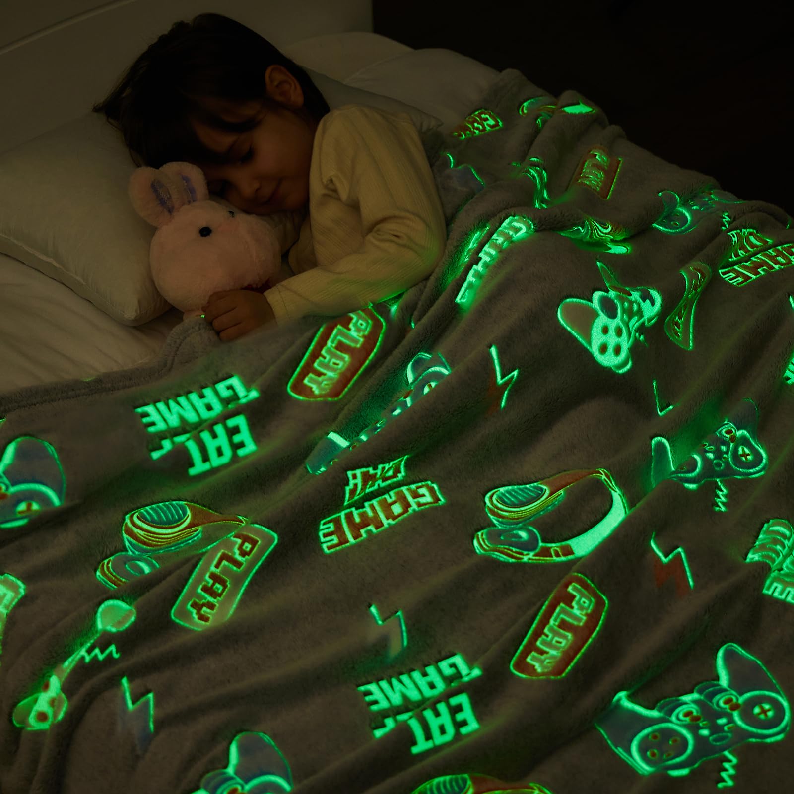 inhand Glow in The Dark Blanket Gaming Controller Kids Throw Blanket Gamer Gift Toys for Kids Boys Game Gamepad Presents Birthda