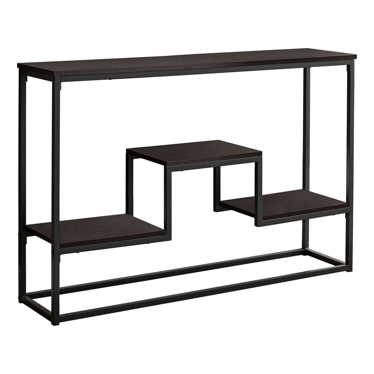 HomeRoots Espresso,Black Metal,Particle Board 48' Rectangular Espresso Hall Console Accent Table