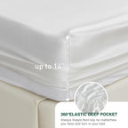 Love'S Cabin Satin King Sheet Sets - 4 Piece White Silky Satin Sheets King Size Bed Set With Deep Pocket, Luxury Silk Feel King Size Satin Sheet Set (1 Flat Sheet,1 Fitted Sheet,2 Pillow Cases)