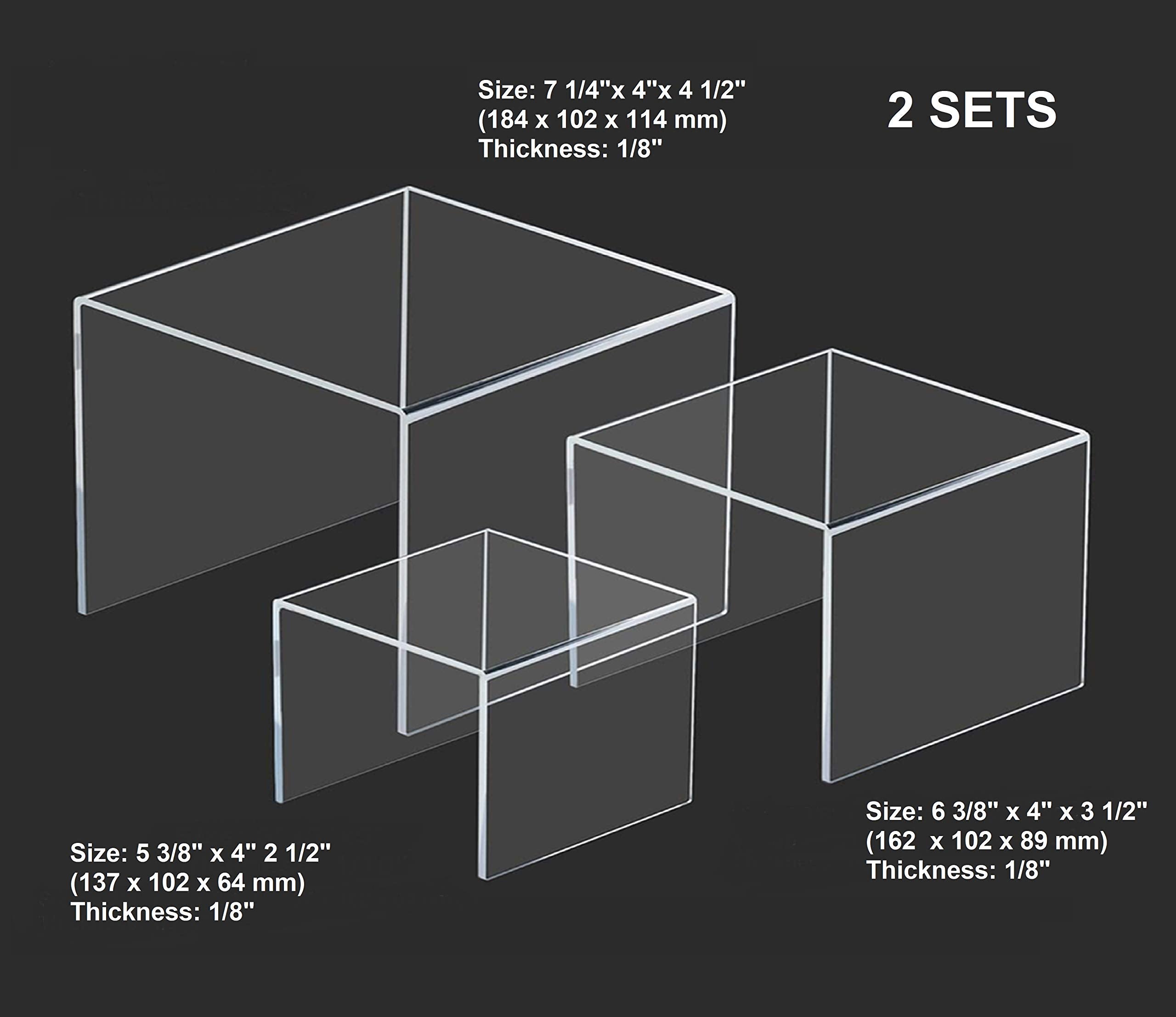 Flanicausa 6 Pieces Set - Clear Acrylic Display Riser Set, Acrylic Display Stand