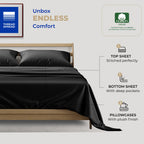 Thread Spread 100% Cotton King Size Sheets Set - 400 Thread Count 4 Pc Cotton Sheets For King Bed, Deep Pocket King Sheet Set For Hot Sleepers, Breathable Sheets King Size, Soft Cooling Sheets (Black)