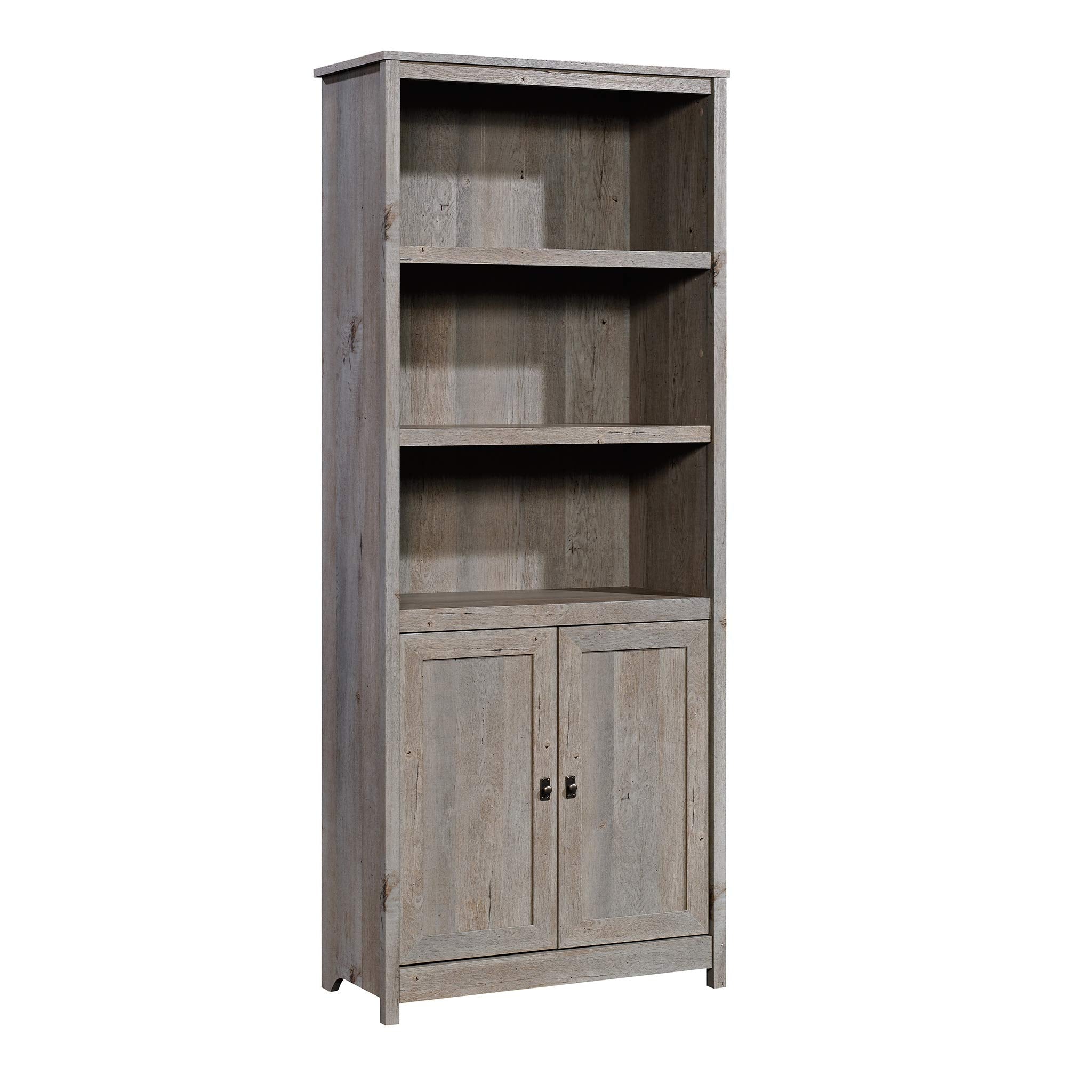 Sauder Cottage Road Book Shelf, Bookshelf with Storage, Library Bookcase with Doors and Adjustable Shelves, in Mystic Oak Finish