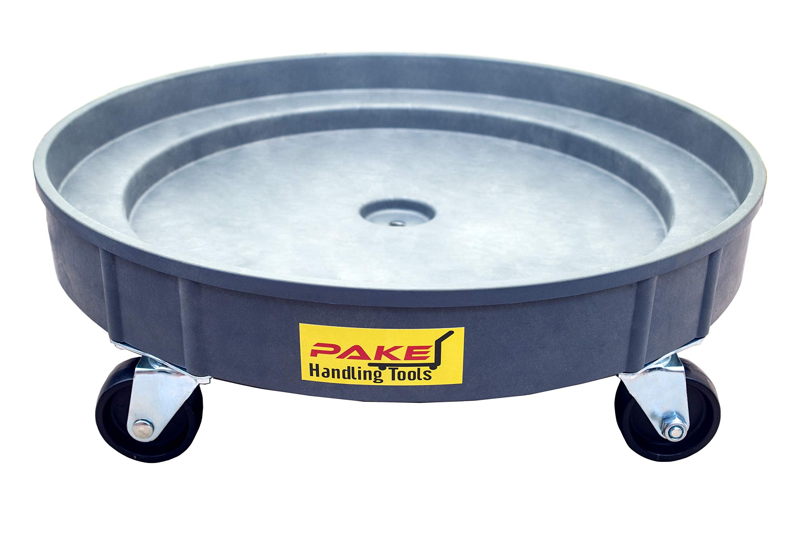 Pake Handling Tools 30 Gallon and 55 Gallon Drum Dolly - Durable Heavy Duty Plastic Drum Cart, 900 lb. Capacity, 5 Swivel Caster