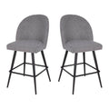 Flash Furniture Lyla Commercial Grade Modern Armless Counter Stools-Gray Faux Linen Upholstery-26" Barstool-Contoured Backrest-Steel Frame & Footrest-Set of 2