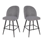 Flash Furniture Lyla Commercial Grade Modern Armless Counter Stools-Gray Faux Linen Upholstery-26" Barstool-Contoured Backrest-Steel Frame & Footrest-Set of 2