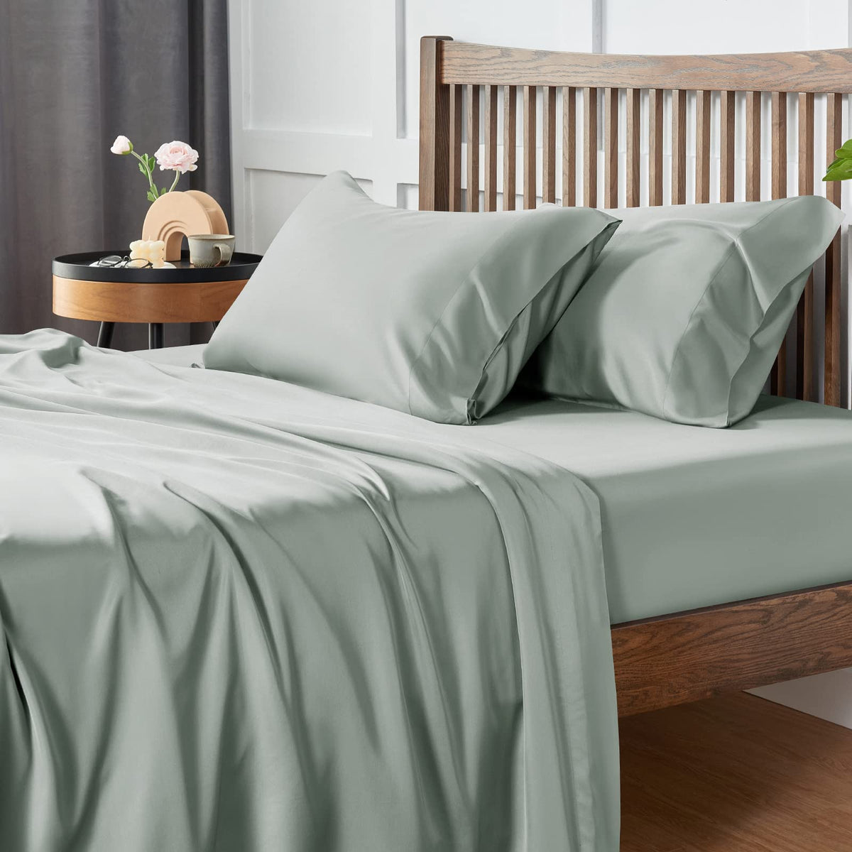 CozyLux Cooling Sheets Queen Size, Rayon derived from Bamboo, Oeko-TEX Certified Luxuriously Soft & Cooling Silky Sheet Set - 16