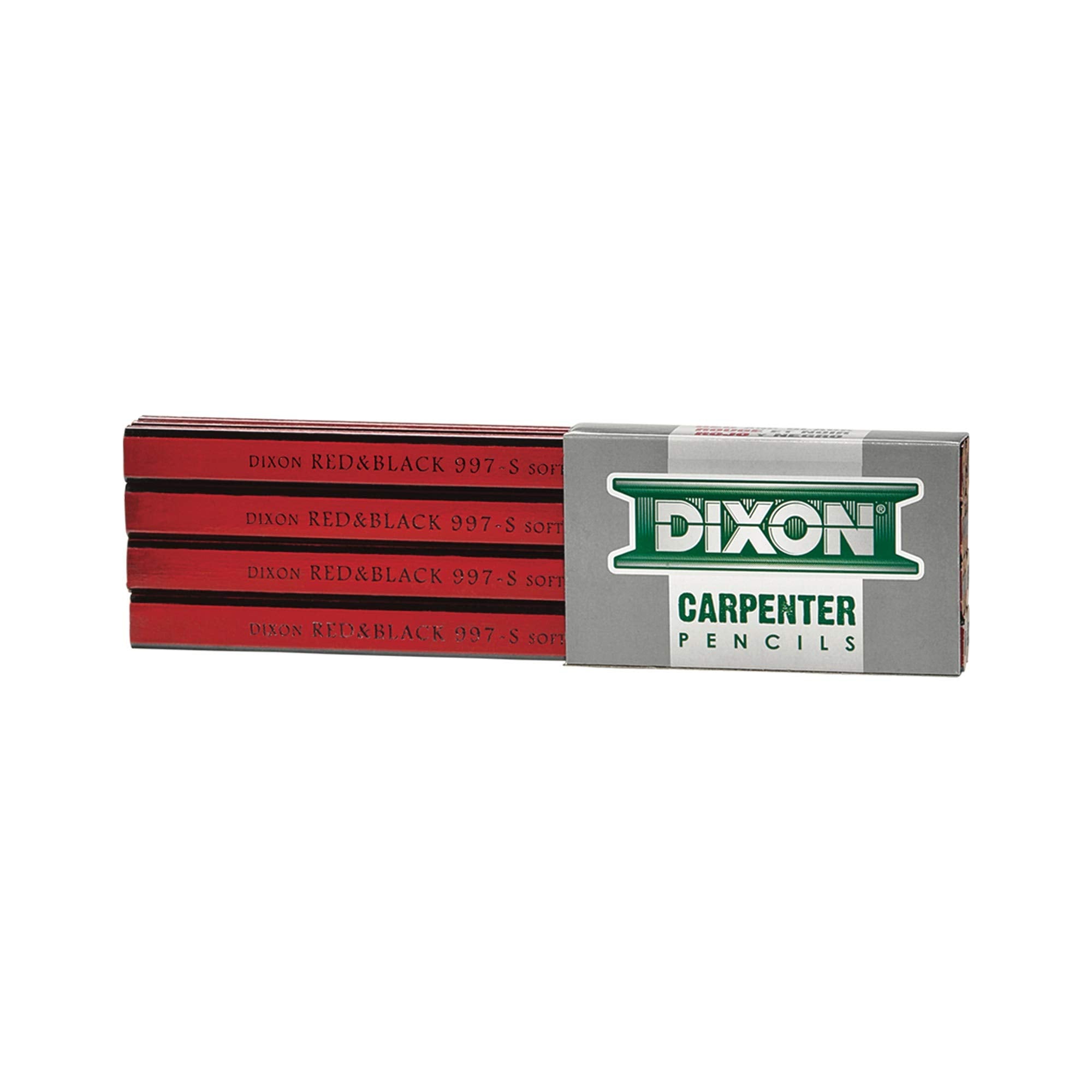 Dixon Industrial Carpenter Pencils, Soft Graphite Core, Red/Black, 7', 12-Pack (19971)